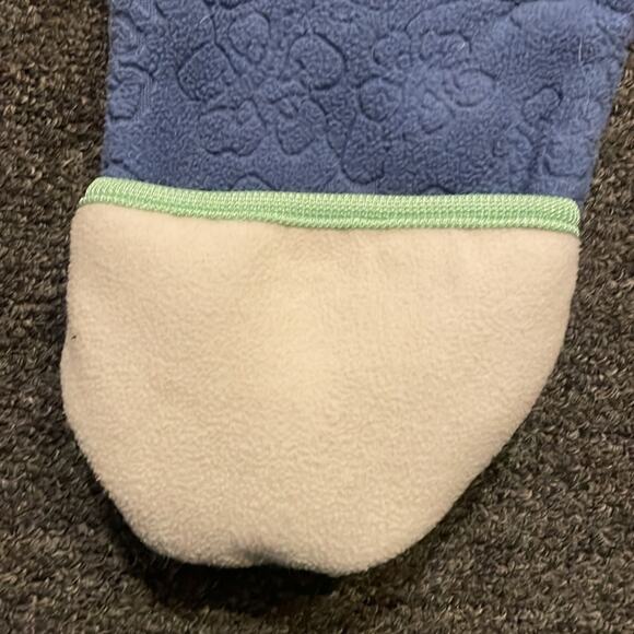 REI Brand Infant Fleece Bunting Size 3 Months Blue Floral Embossed Zip Up Hooded - Picture 5 of 10